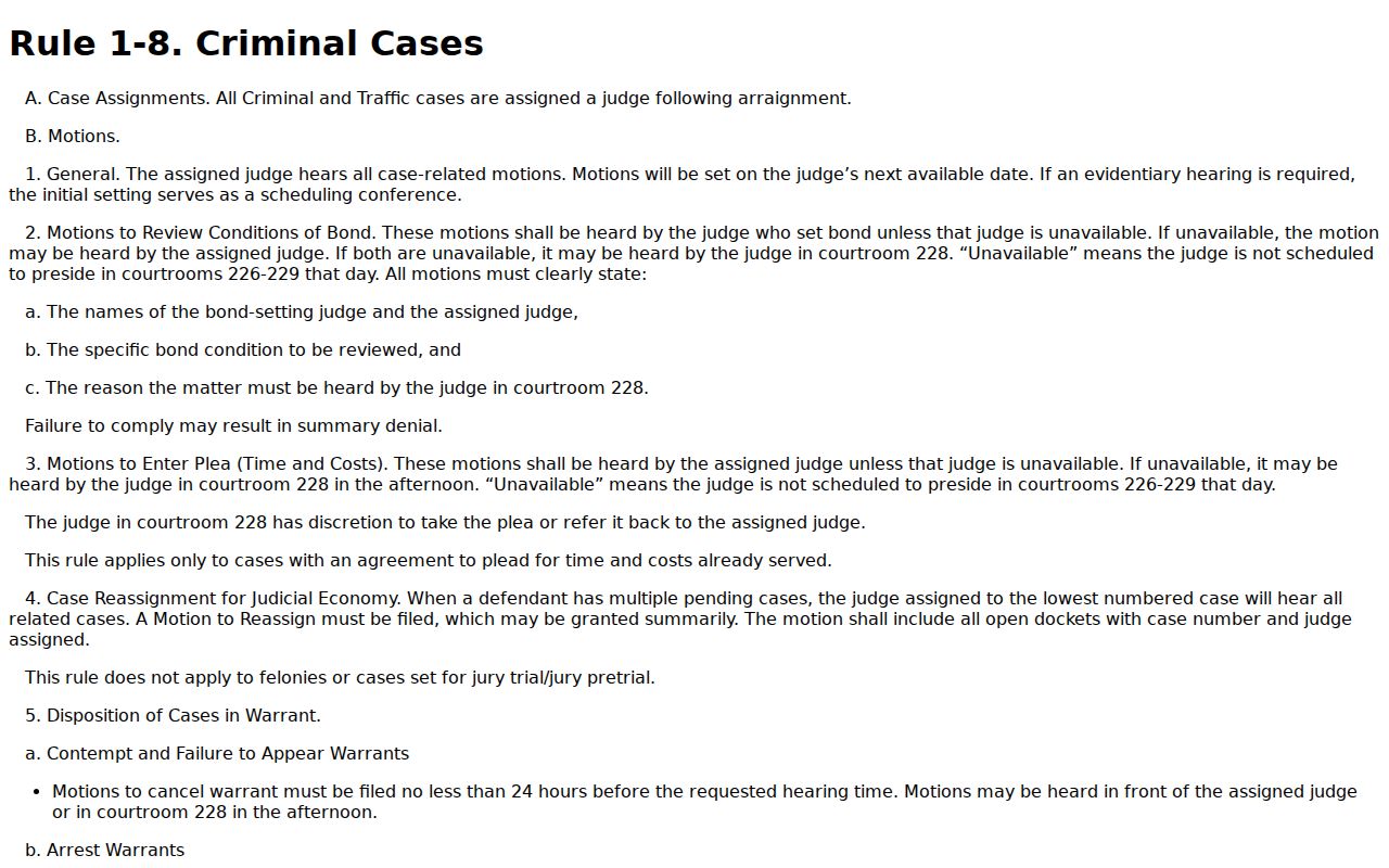 Nebraska rule text about warrant cancellation and notice for Saline County cases