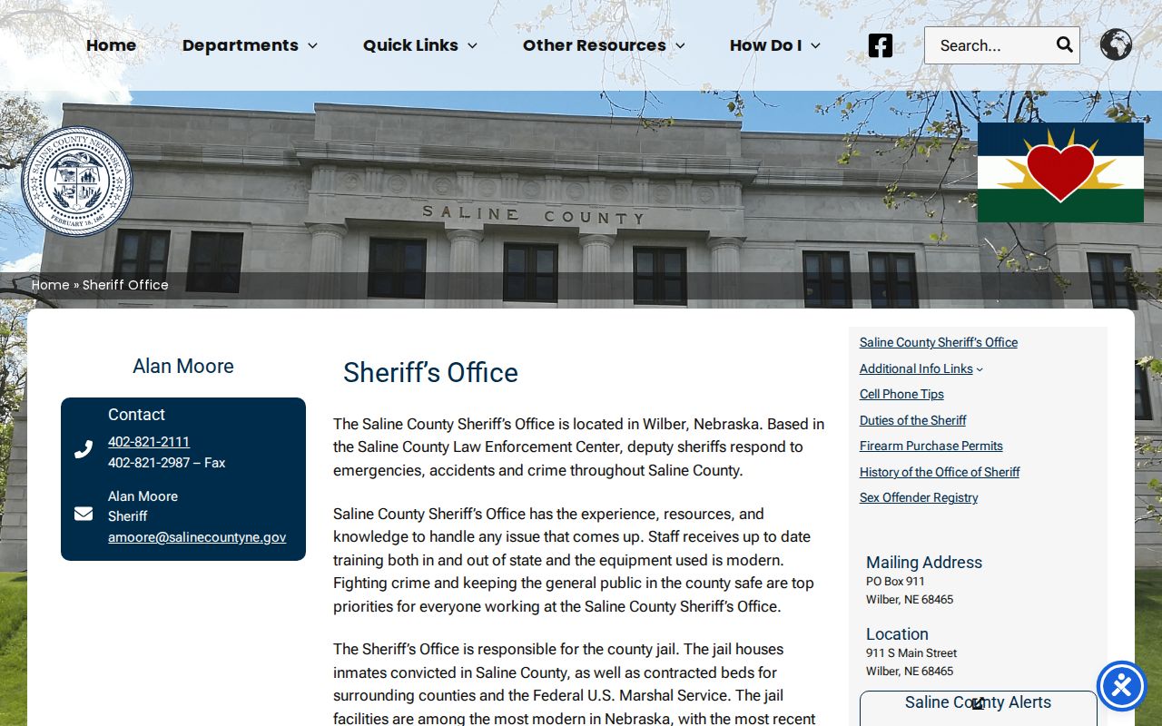 Saline County Sheriff contact for active warrant service questions