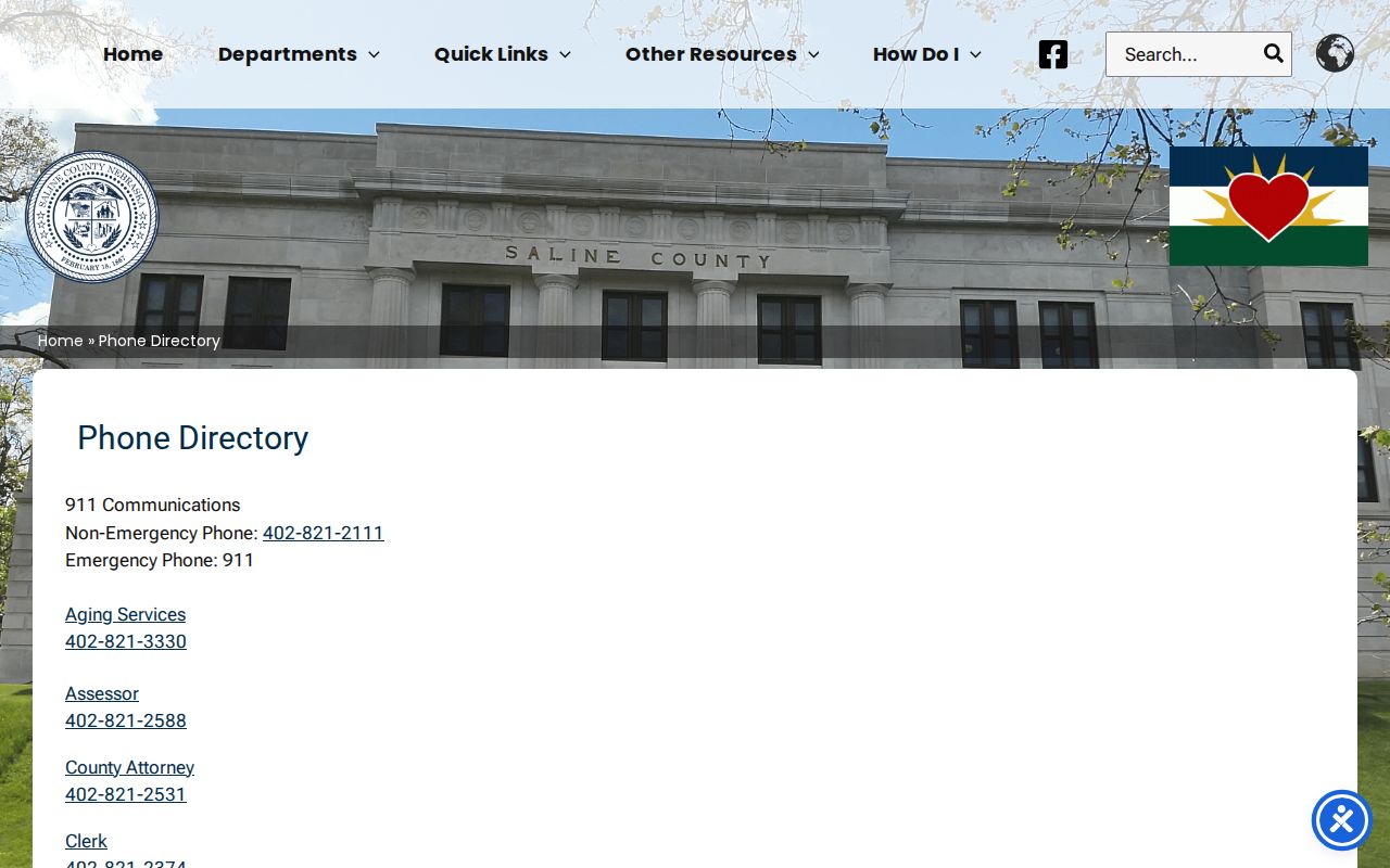 Saline County contact directory for warrant search offices