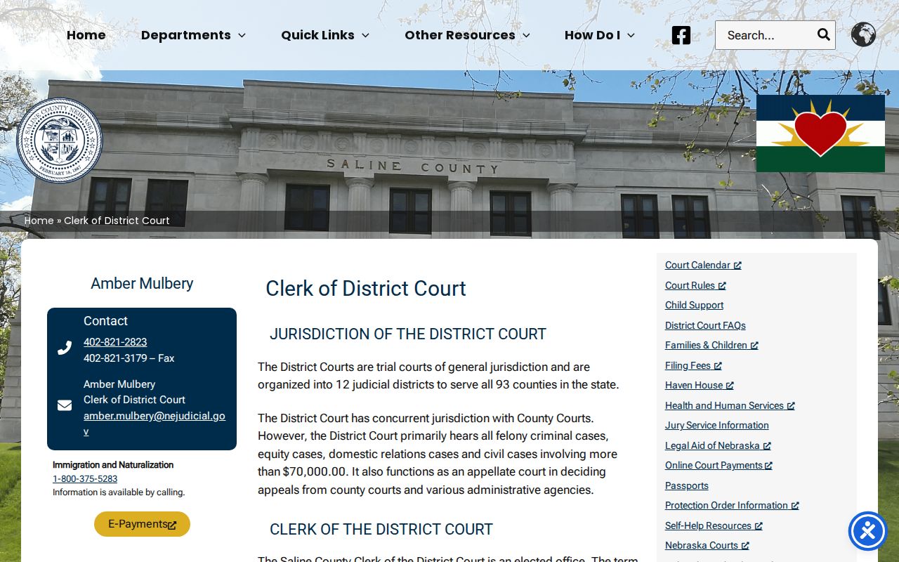 Saline County District Court Clerk record route for bench warrants