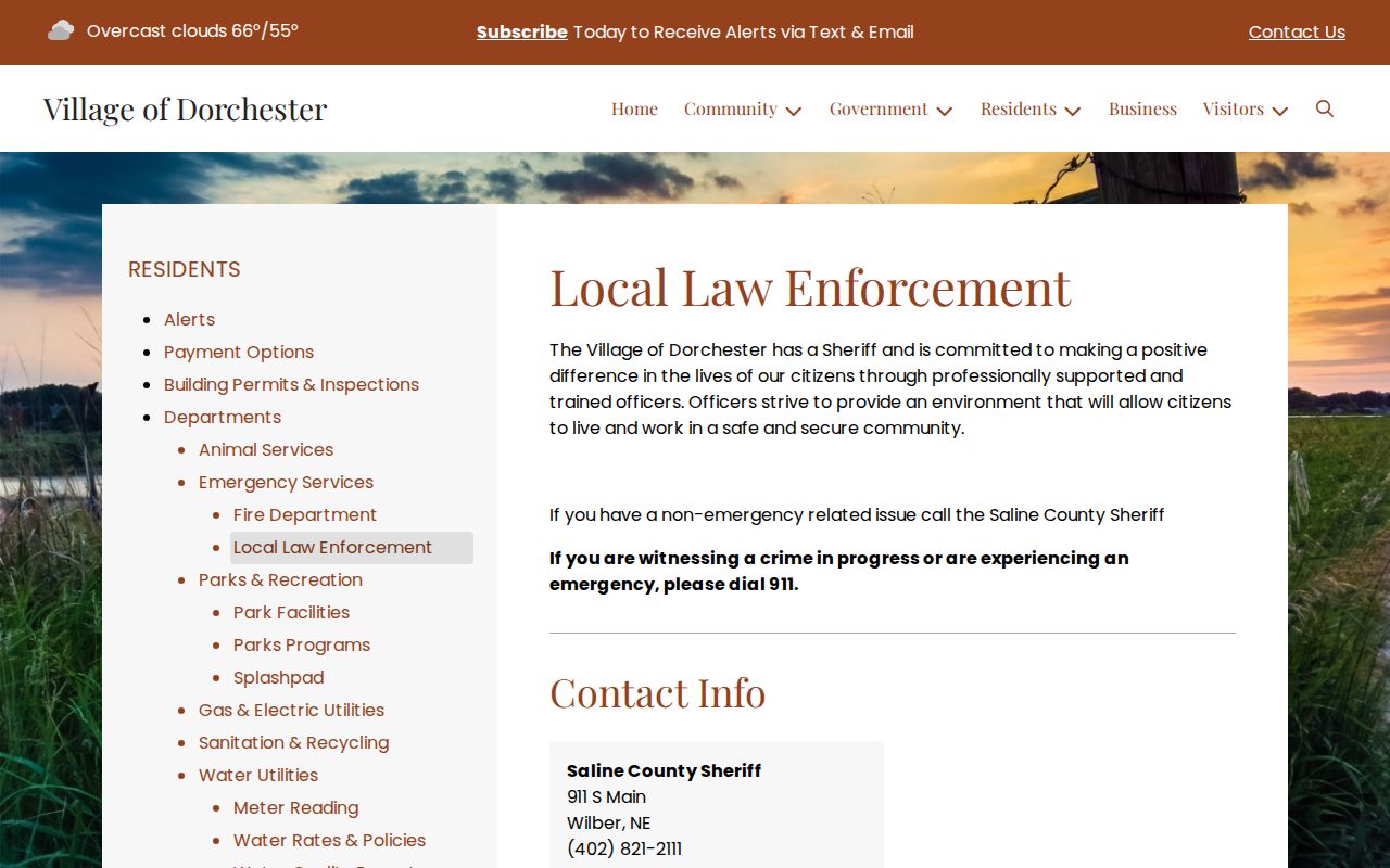 Dorchester law-enforcement handoff for Saline County municipal warrant questions