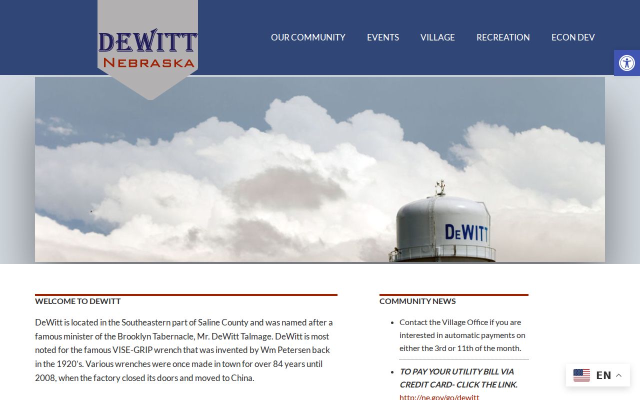 De Witt official village information for local warrant records context