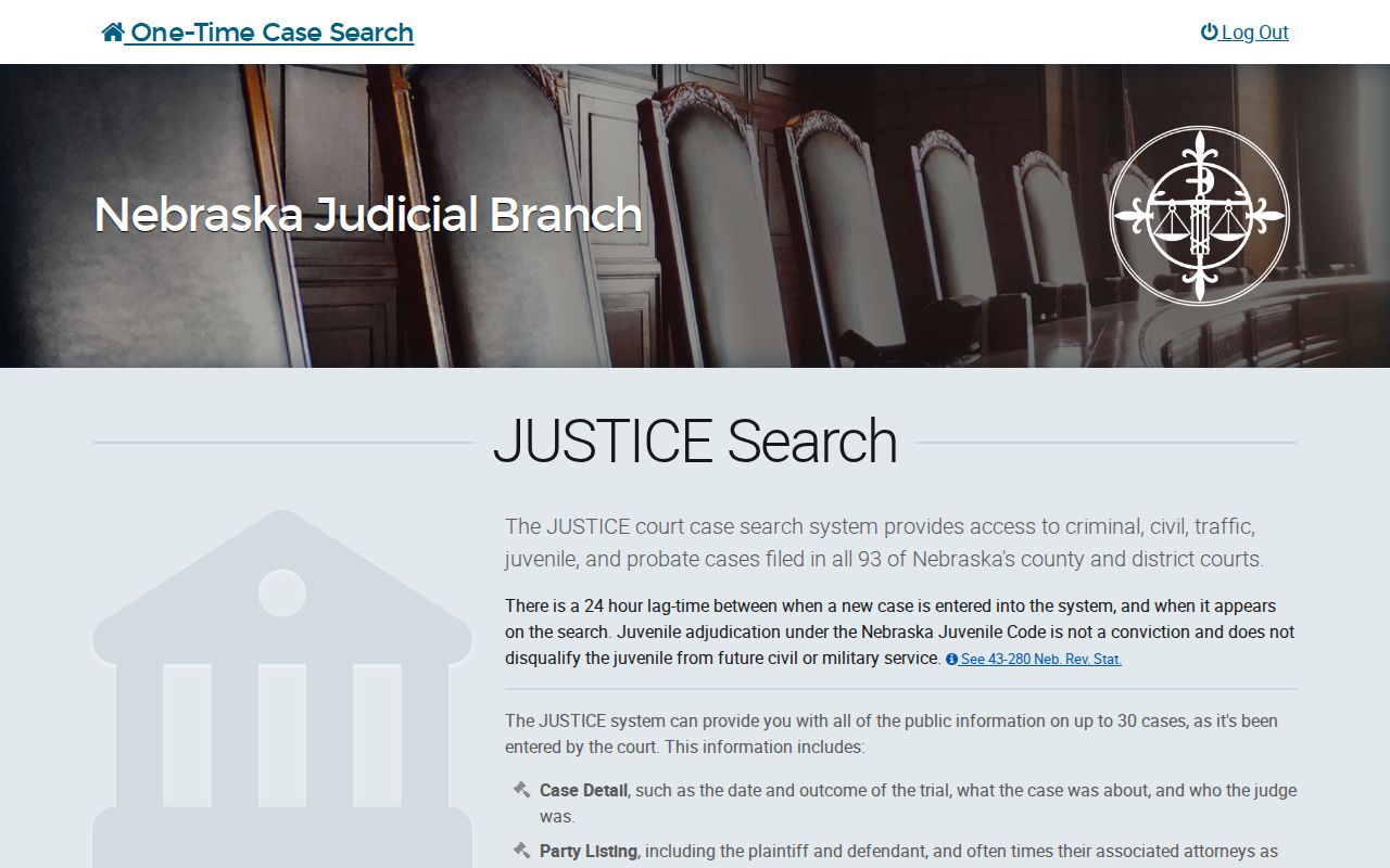 Official one-time JUSTICE case search for Saline County warrants
