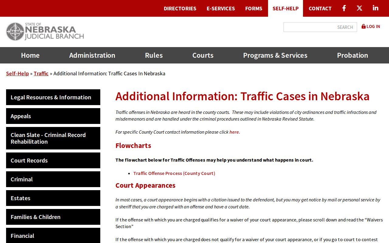 Nebraska traffic case and warrant guidance for Saline County Court